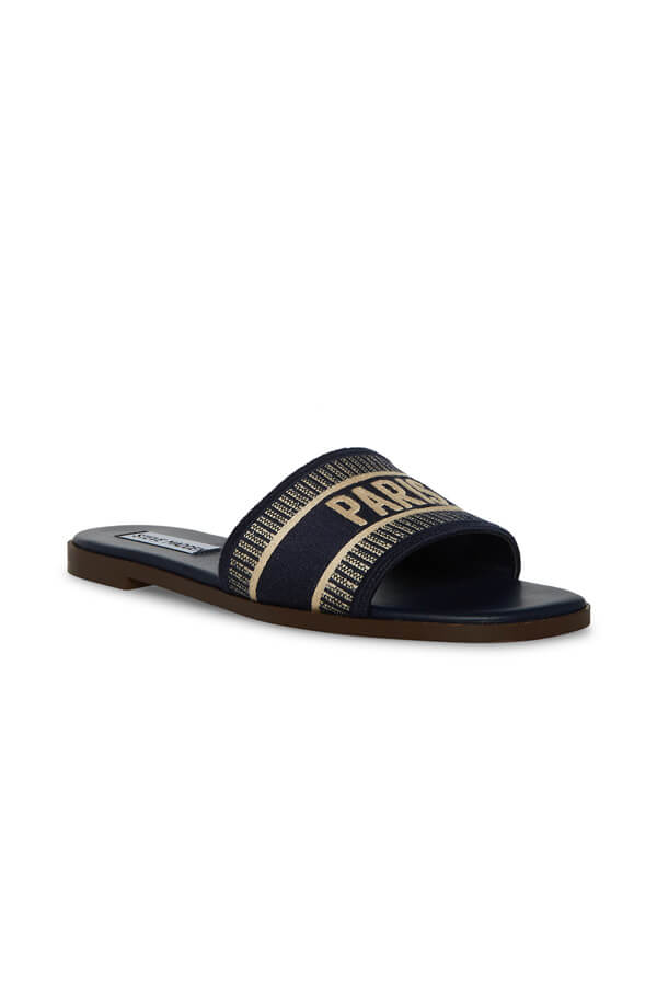 Steve Madden Knox Sandal navy front | MILK MONEY milkmoney.co | cute sandals for women. cute slides for women. trendy womens sandals. women sandals online. pretty sandals for women. cute slides womens.