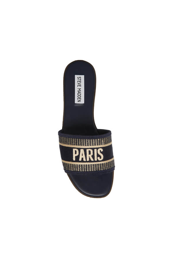 Steve Madden Knox Sandal navy top | MILK MONEY milkmoney.co | cute sandals for women. cute slides for women. trendy womens sandals. women sandals online. pretty sandals for women. cute slides womens.