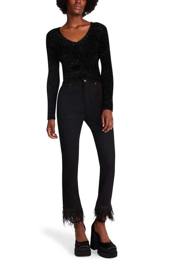 Steve Madden Lily High Rise Straight Leg Jeans black front | MILK MONEY milkmoney.co | cute clothes for women. womens online clothing. trendy online clothing stores. womens casual clothing online. trendy clothes online. trendy women's clothing online. ladies online clothing stores. trendy women's clothing stores. cute female clothes.