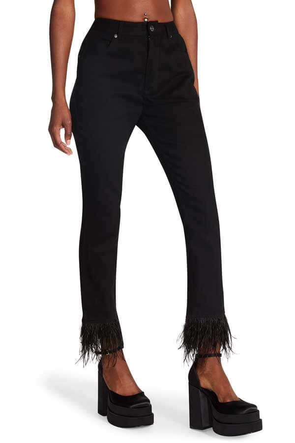 Steve Madden Lily High Rise Straight Leg Jeans black front | MILK MONEY milkmoney.co | cute clothes for women. womens online clothing. trendy online clothing stores. womens casual clothing online. trendy clothes online. trendy women's clothing online. ladies online clothing stores. trendy women's clothing stores. cute female clothes.