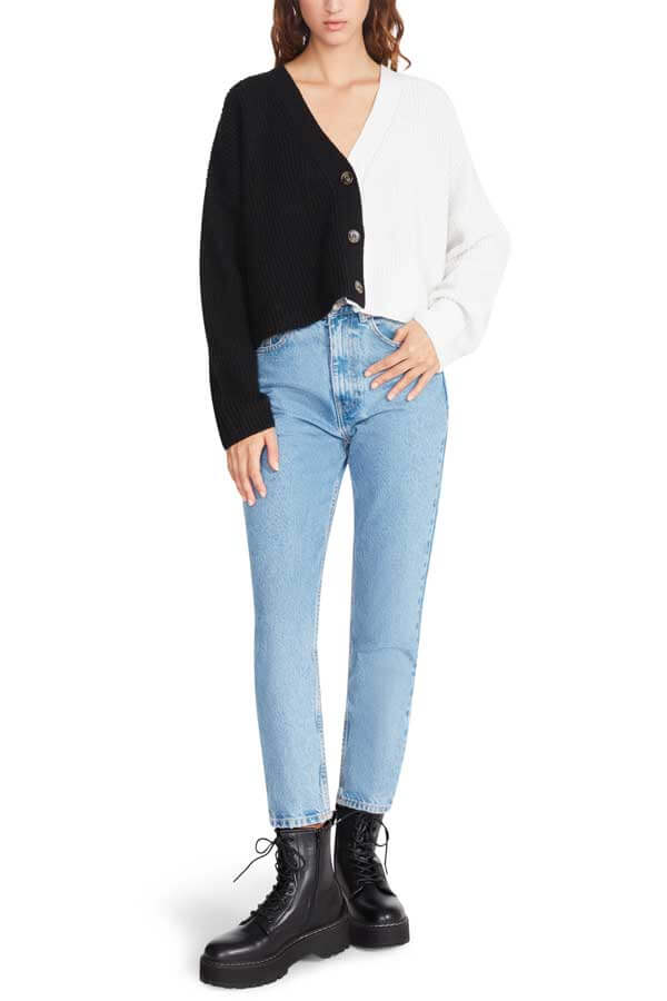 Steve Madden Paxton Cardigan black full front| MILK MONEY milkmoney.co | cute sweaters for women. cute knit sweaters. cute pullover sweaters