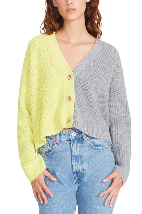 Steve Madden Paxton Cardigan lime front| MILK MONEY milkmoney.co | cute sweaters for women. cute knit sweaters. cute pullover sweaters