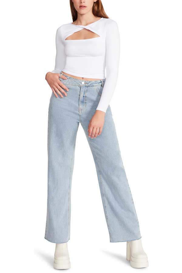 Steve Madden Rosa Top white front| MILK MONEY milkmoney.co | cute tops for women. trendy tops for women. cute blouses for women. stylish tops for women. pretty womens tops.