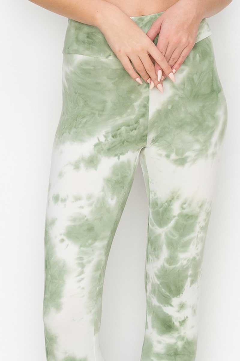 Tie Dyed Leggings sage front | MILK MONEY milkmoney.co | lounge sets clothing. womens cute loungewear. cute lounge clothes. cute womens loungewear. cute workout clothes. 
