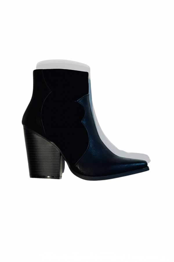Two Tone Western Boot black side | MILK MONEY milkmoney.co | cute shoes for women. ladies shoes. nice shoes for women. ladies shoes online. ladies footwear. womens shoes and boots. pretty shoes for women. beautiful shoes for women.
