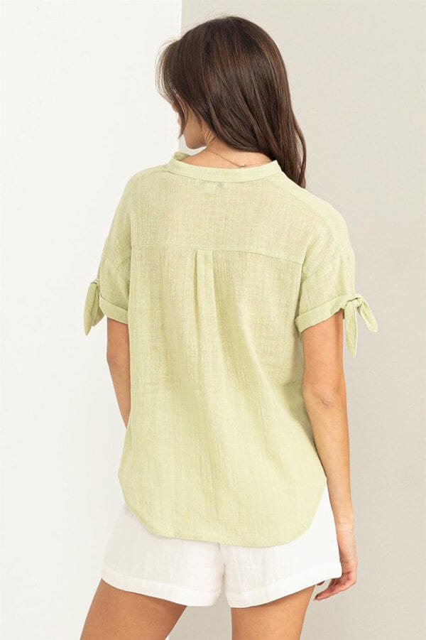 V-Neck Linen Top sage back | MILK MONEY milkmoney.co | cute tops for women. trendy tops for women. cute blouses for women. stylish tops for women. pretty womens tops.