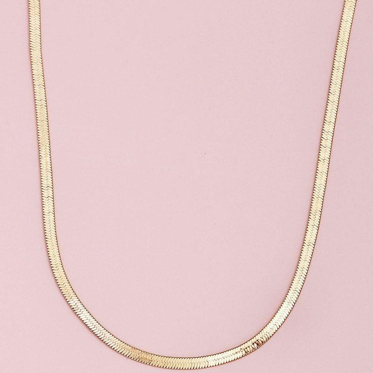 Women's Classic Herringbone Chain Necklace hanging gold | JEWELRY | MILK MONEY | milkmoney.co