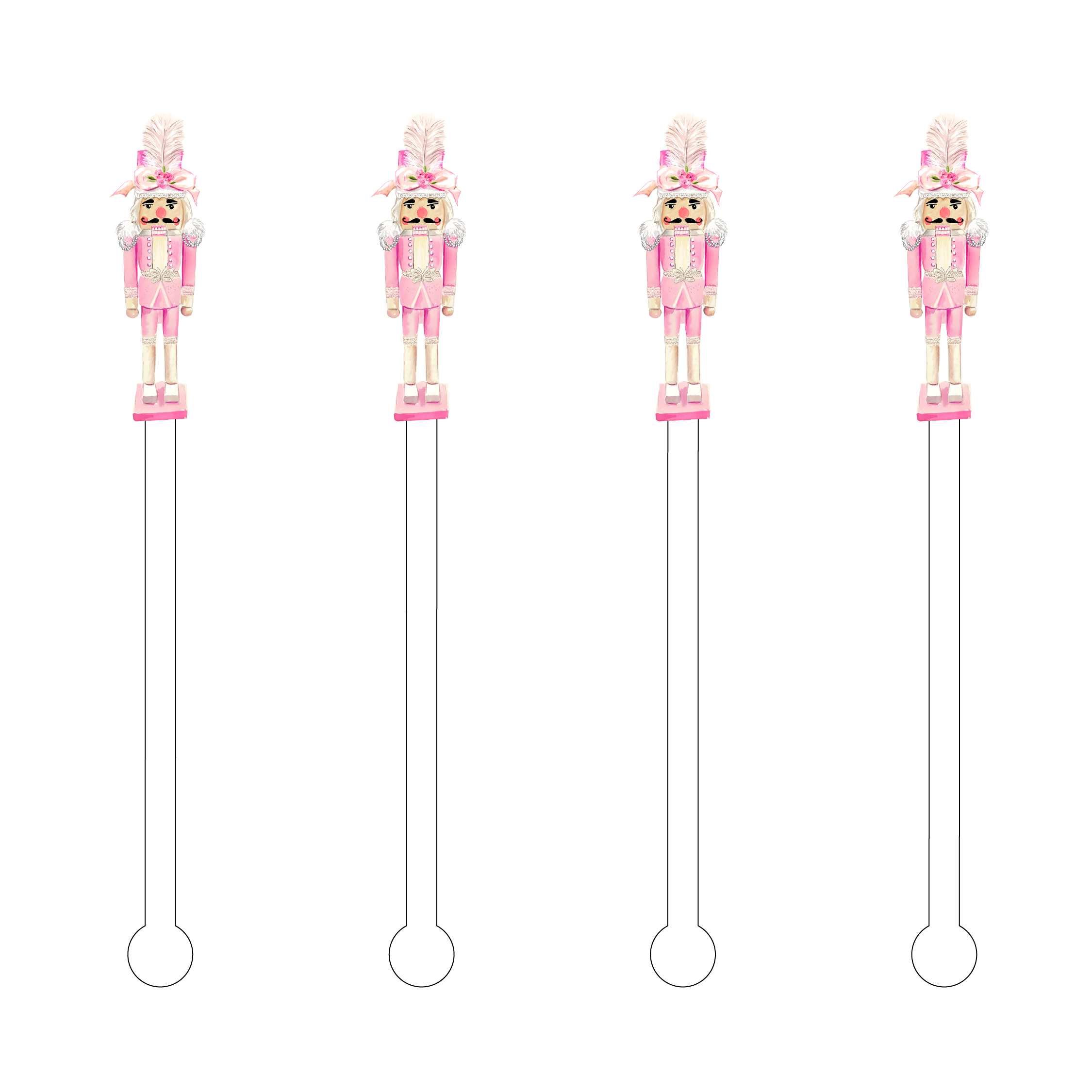 Haute Pink Nutcracker Acrylic Stir Sticks pink front | MILK MONEY milkmoney.co | cute gifts, cute holiday gifts, party favors