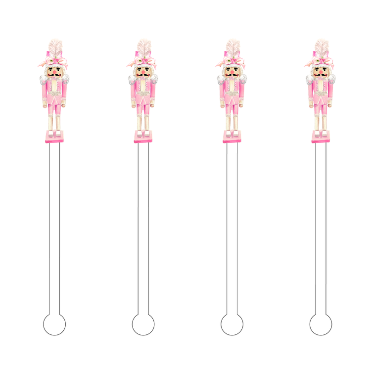 Haute Pink Nutcracker Acrylic Stir Sticks pink front | MILK MONEY milkmoney.co | cute gifts, cute holiday gifts, party favors