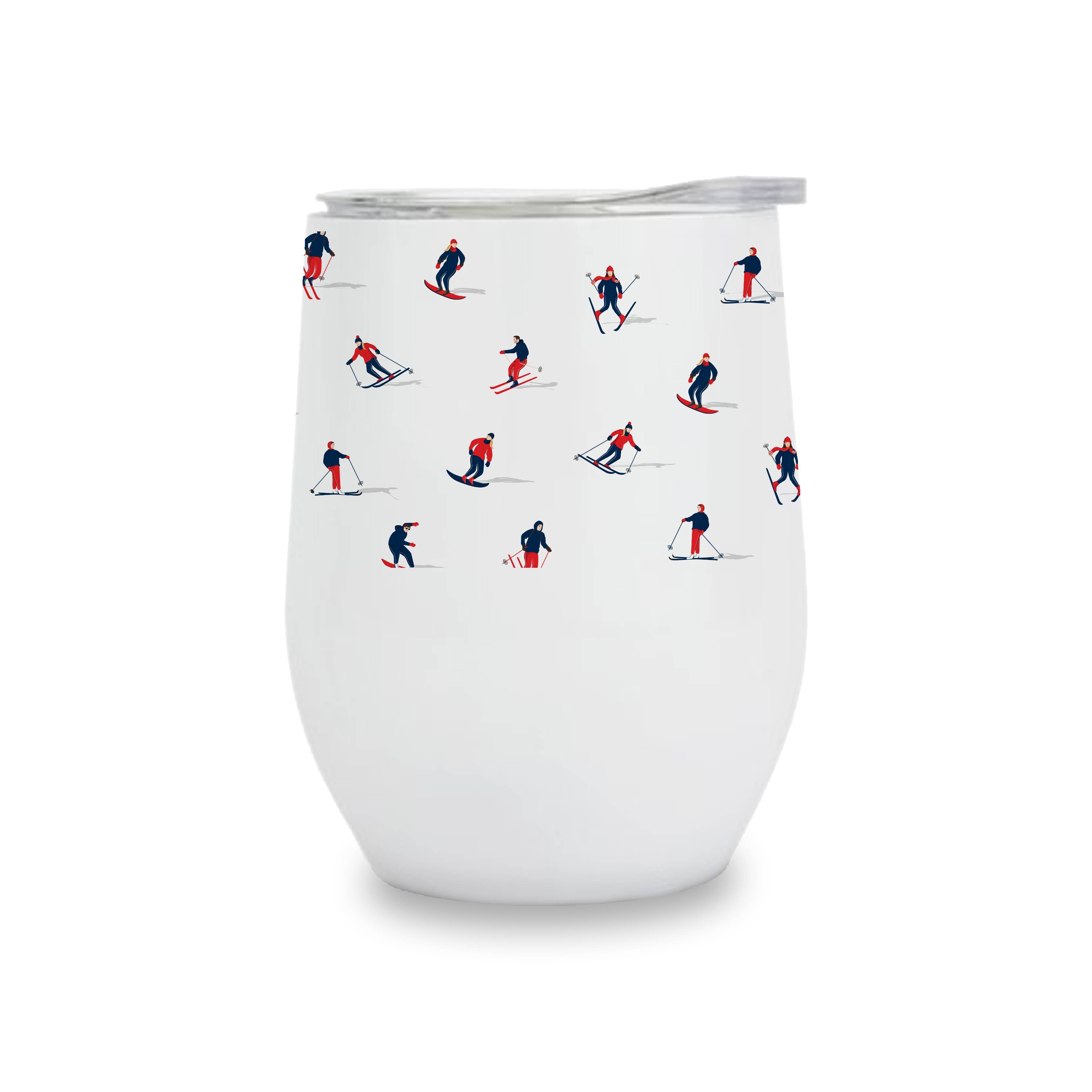 Mini Skiers Insulated Wine Tumbler white front