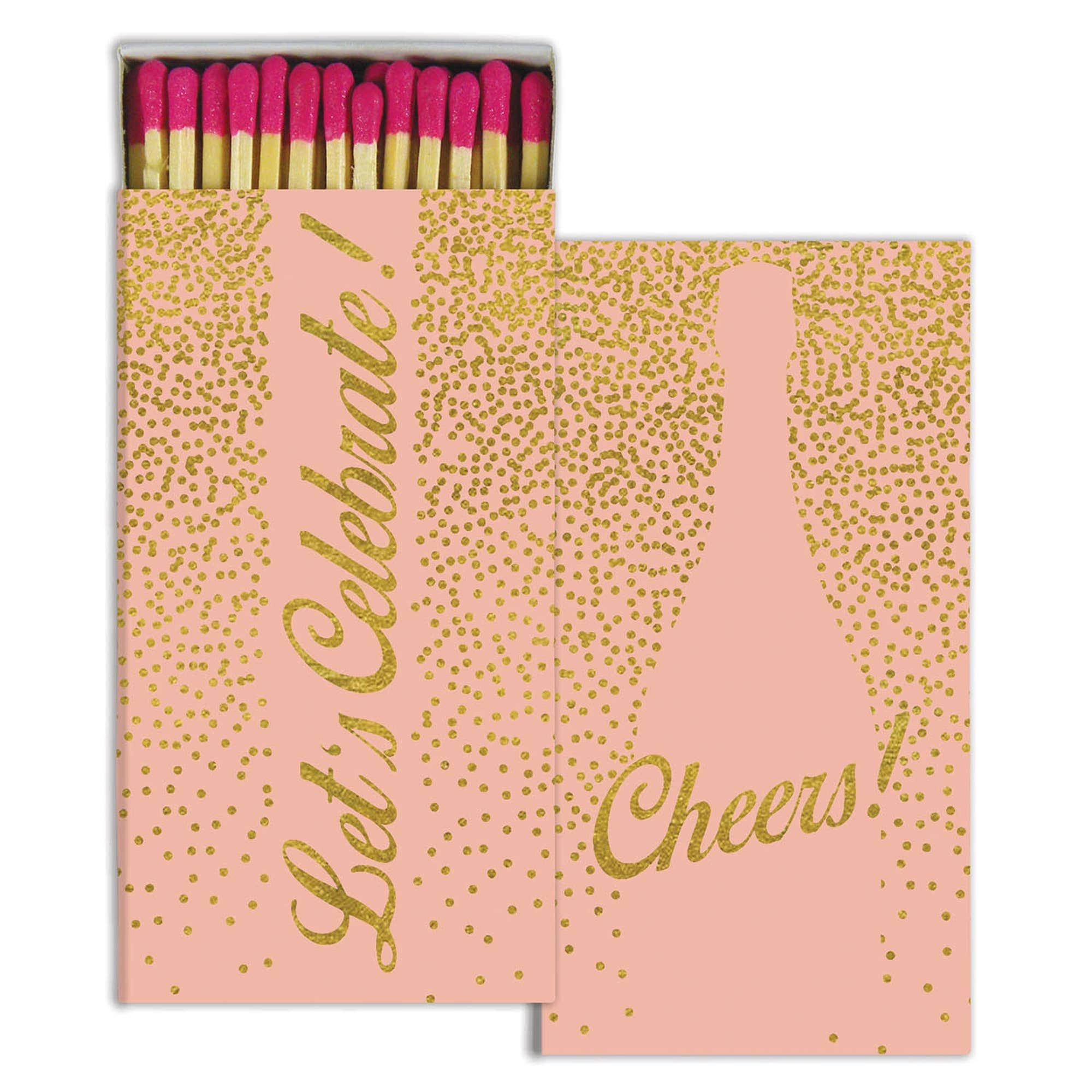 Gold Foil Cheers Match Box pink front | MILK MONEY cute gifts