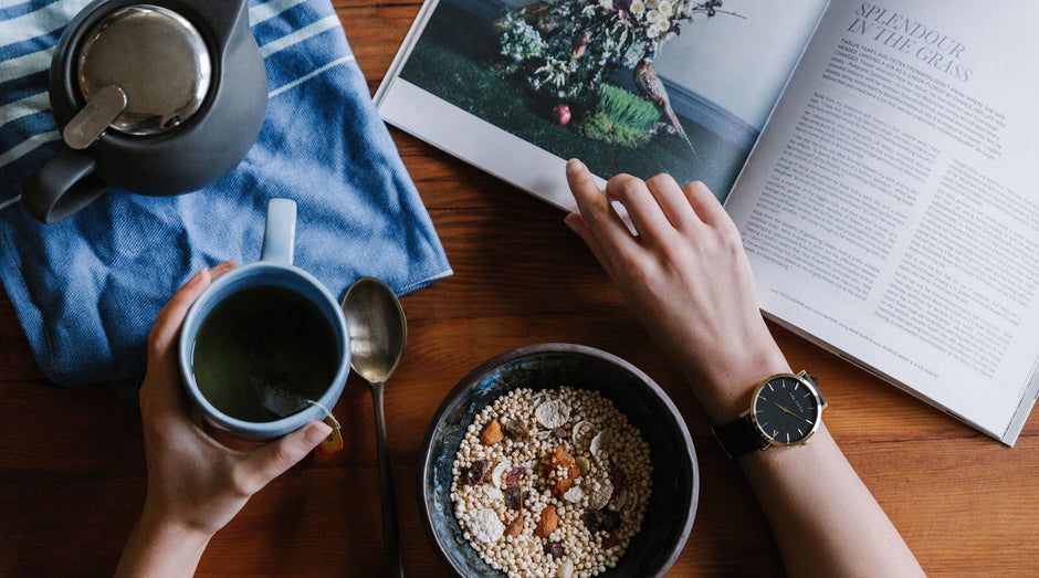 Oats, coffee, and a magazine for an easy morning routine
