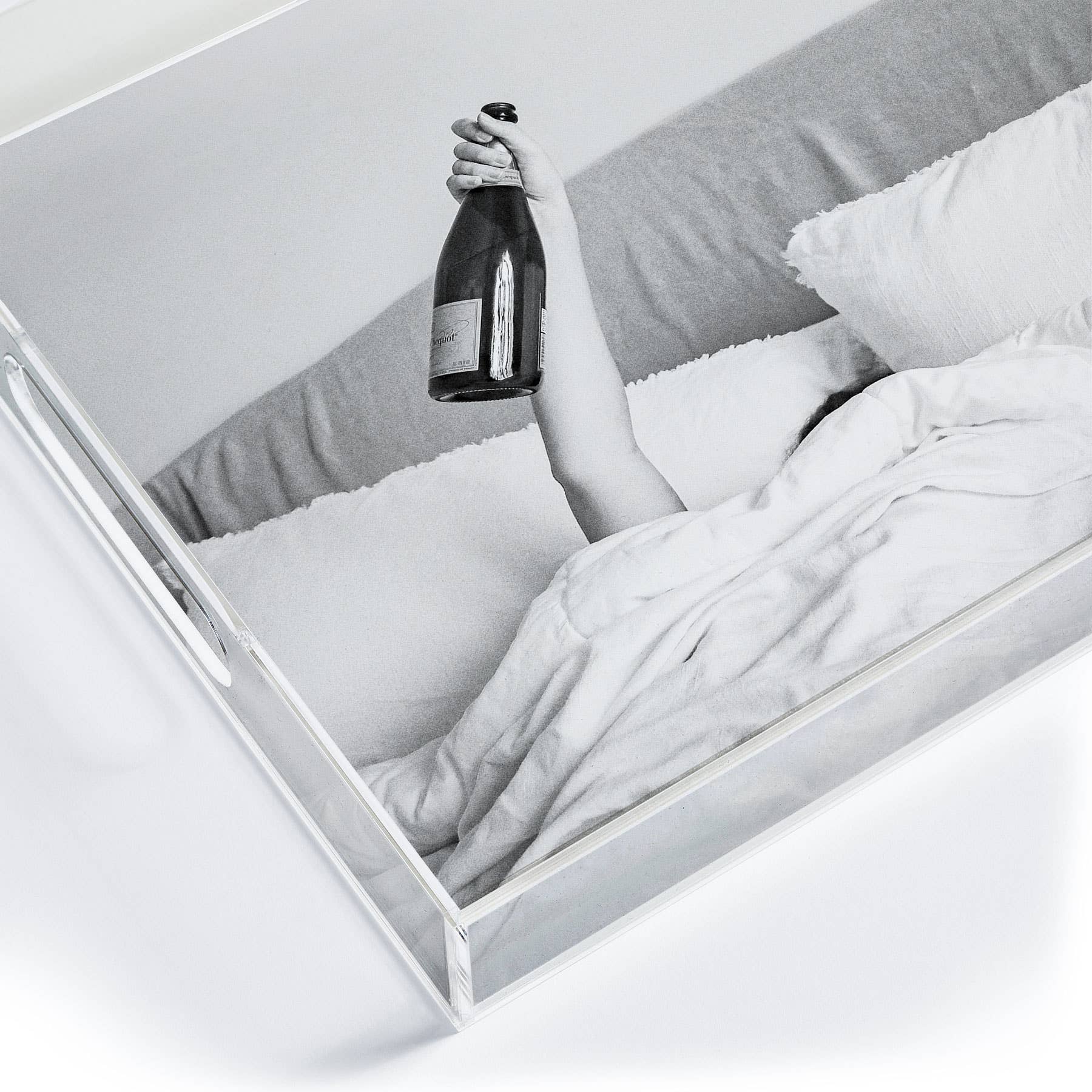 Champagne In Bed Acrylic Tray