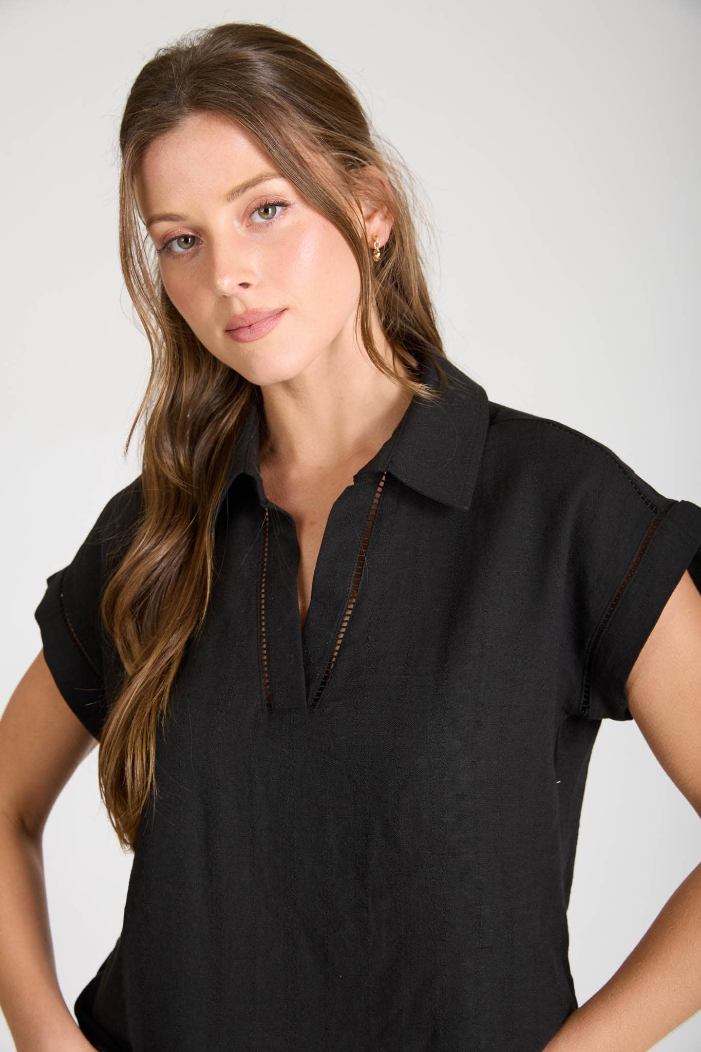Collared Ladder Trim Top