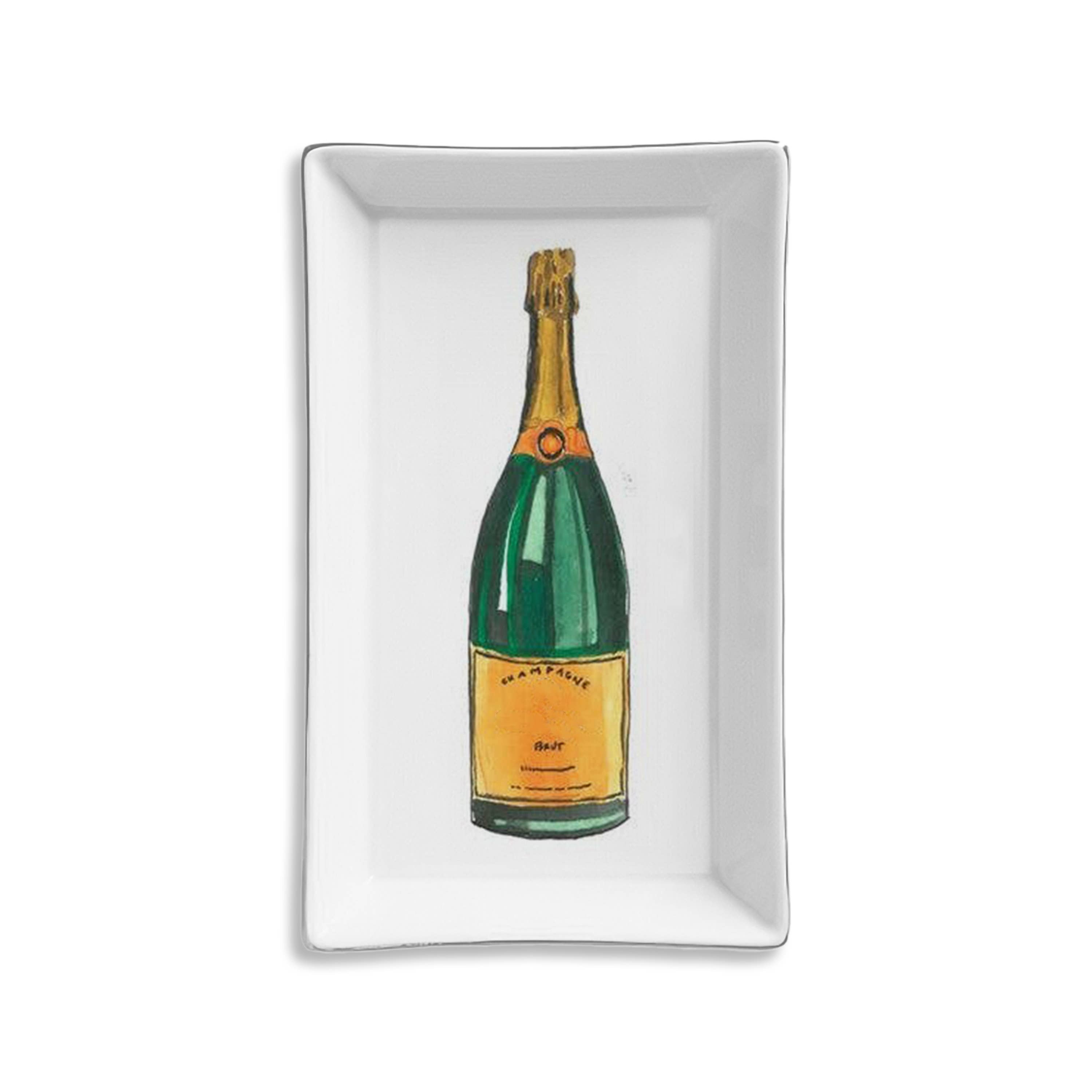 Champagne Bottle Ceramic Tray