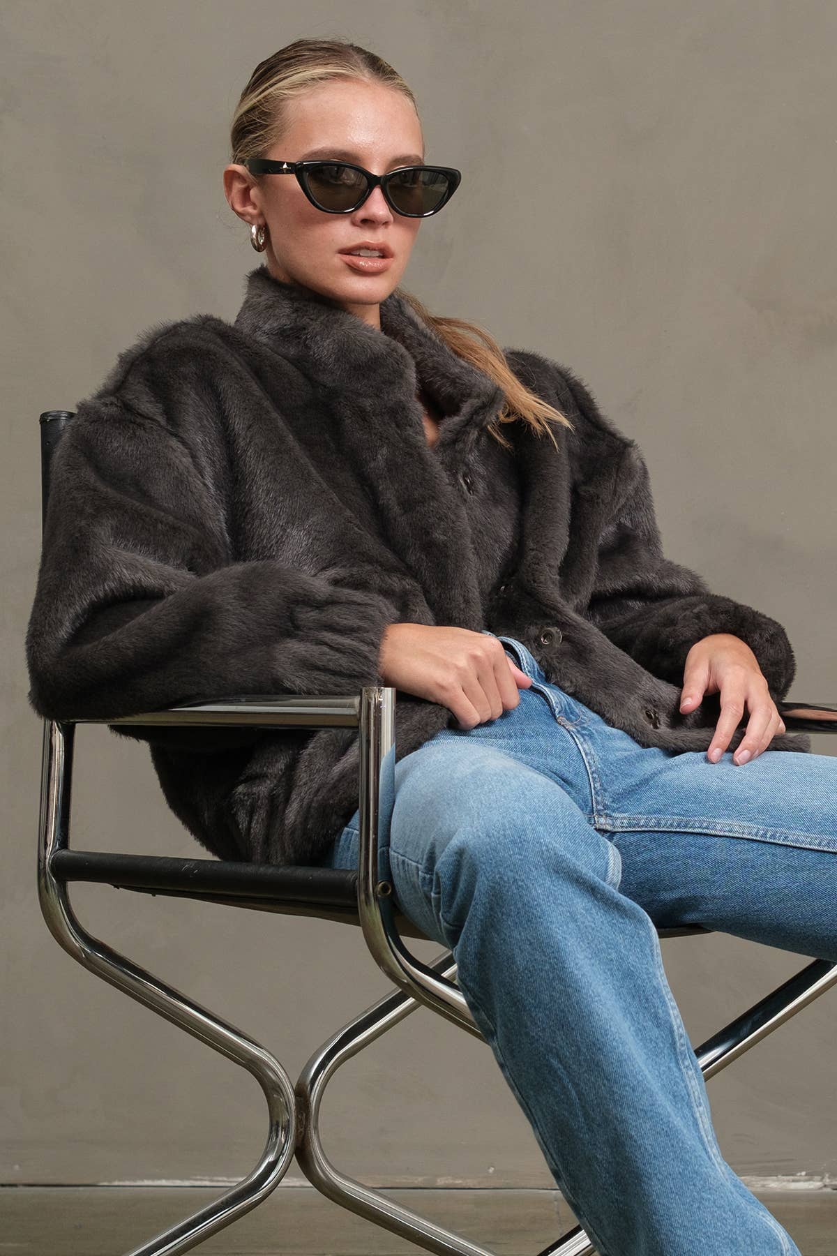 Faux Fur Button Jacket