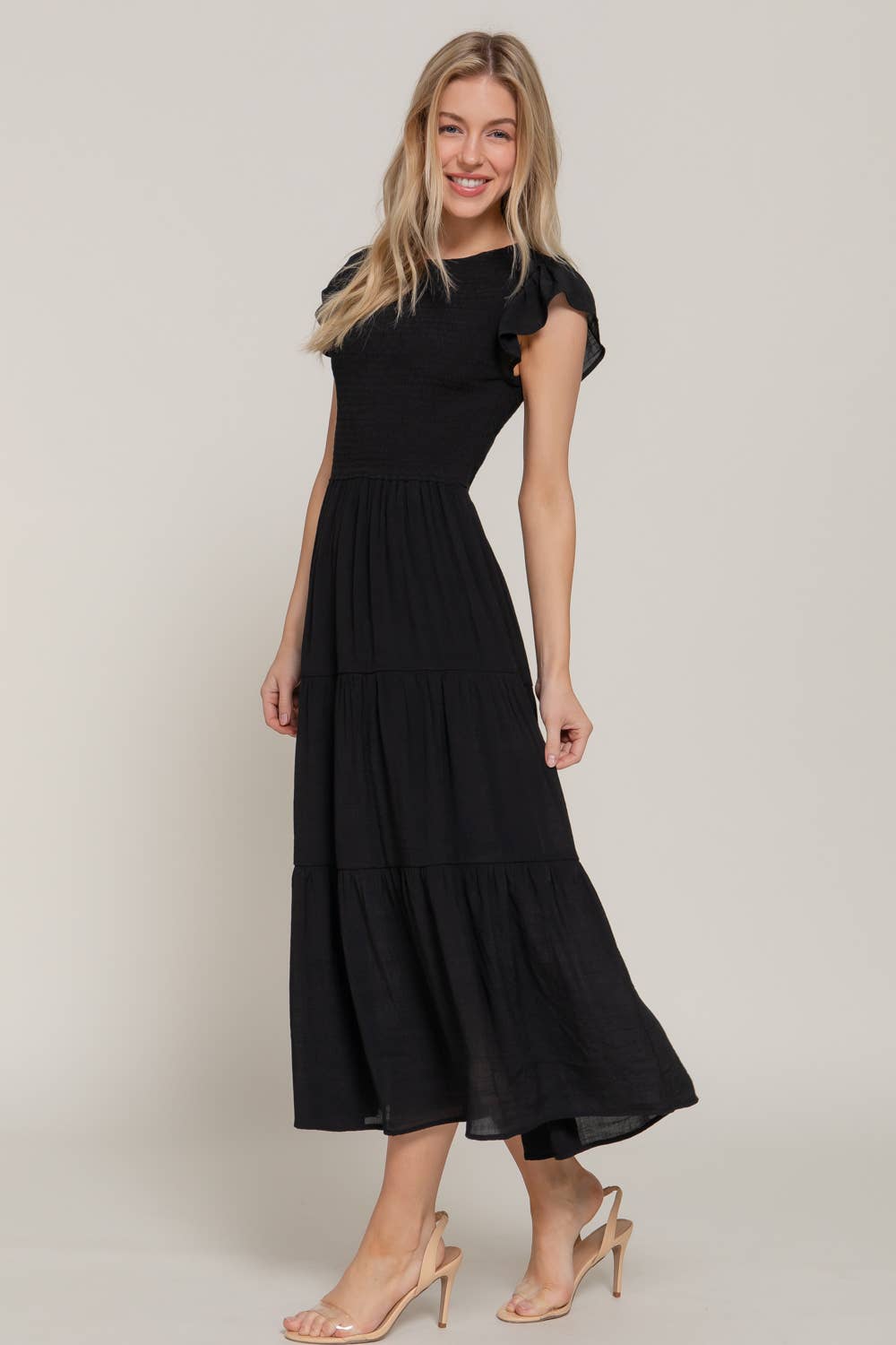 Ruffle Sleeve Smocked Dress
