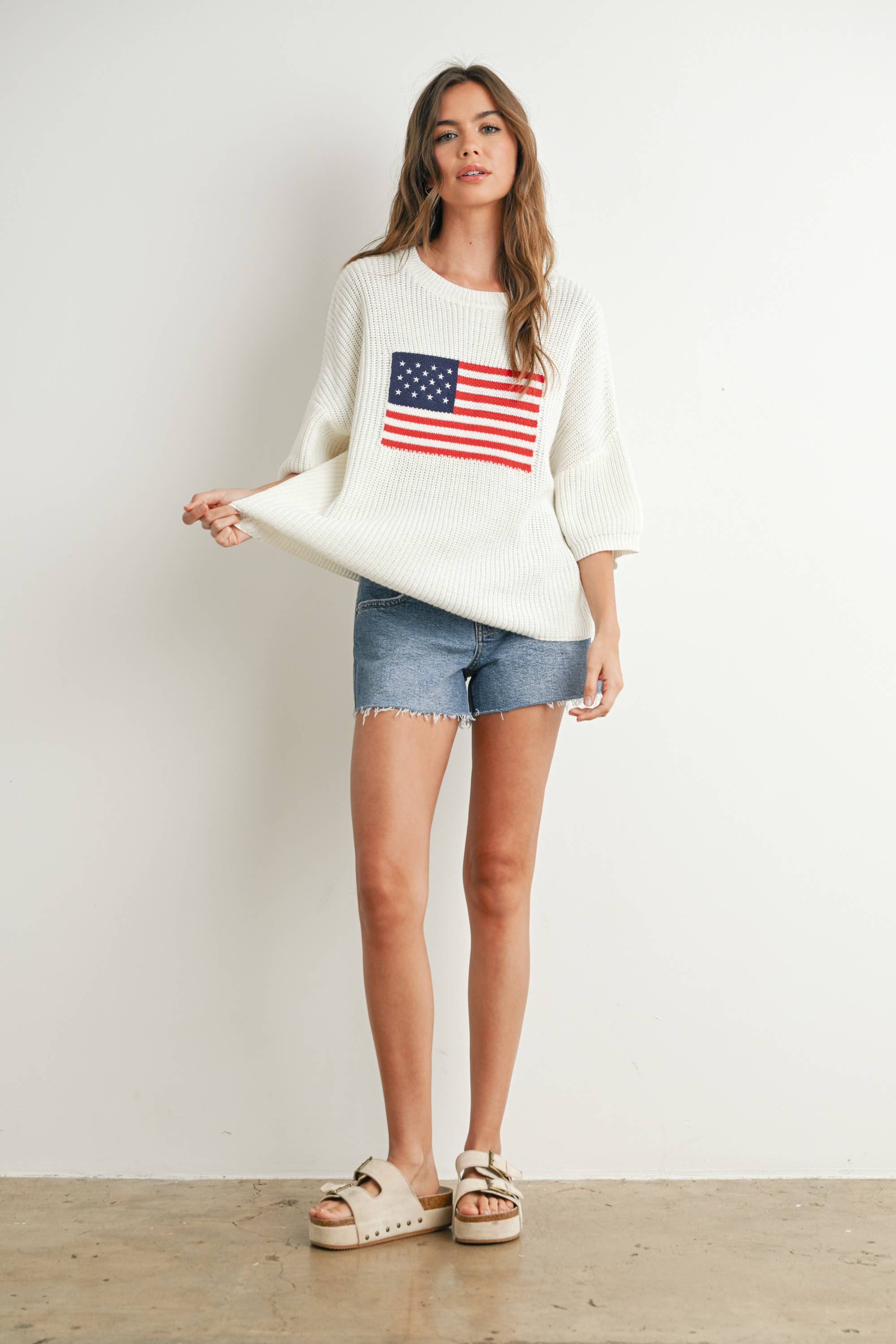 Flag Print Knit Sweater