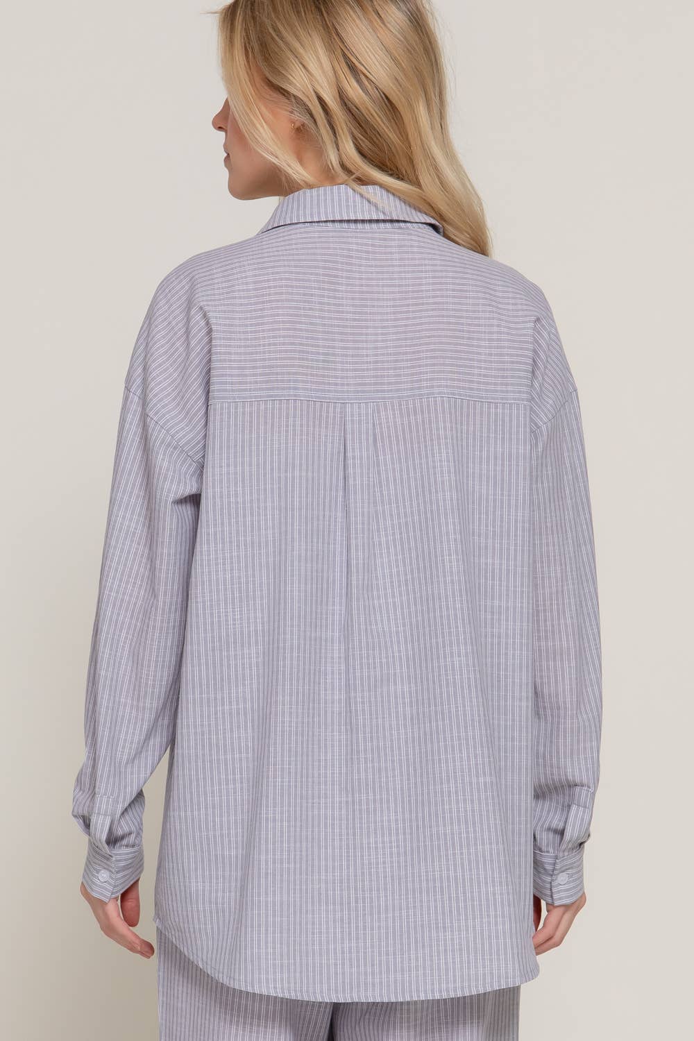 Long Sleeve Button Down Stripe Gauze Shirt