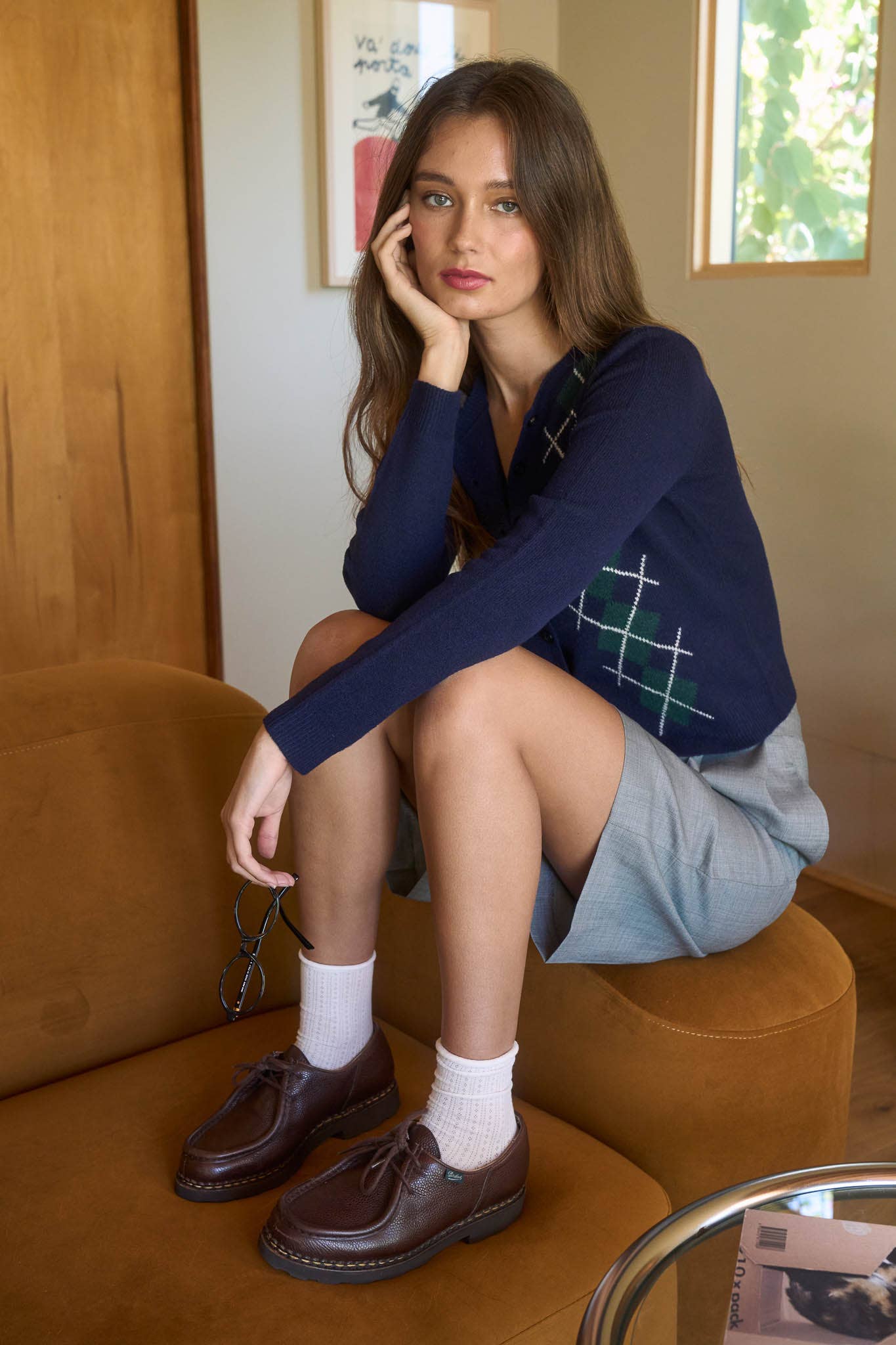 Classic Argyle Button-Up Cardigan