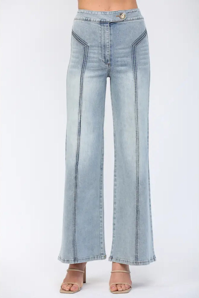 Button Closure Straight Jean
