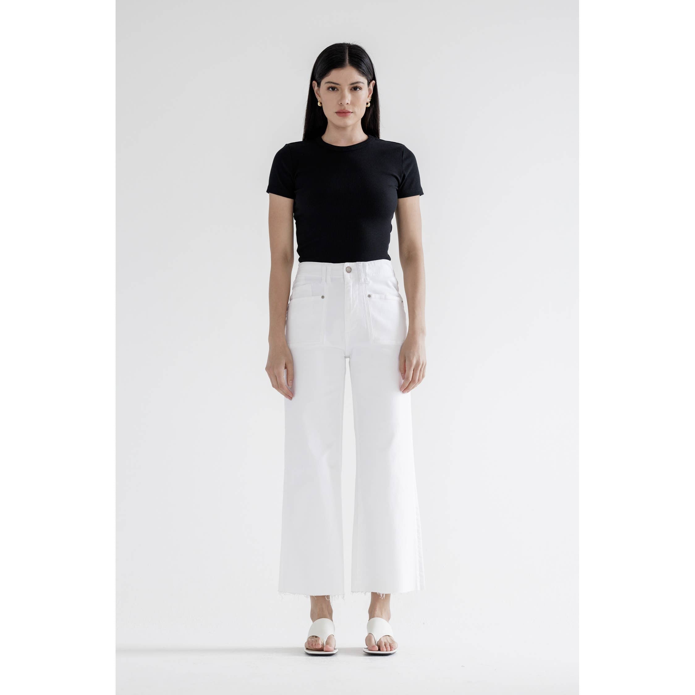 Super High Rise Wide Leg White Jeans