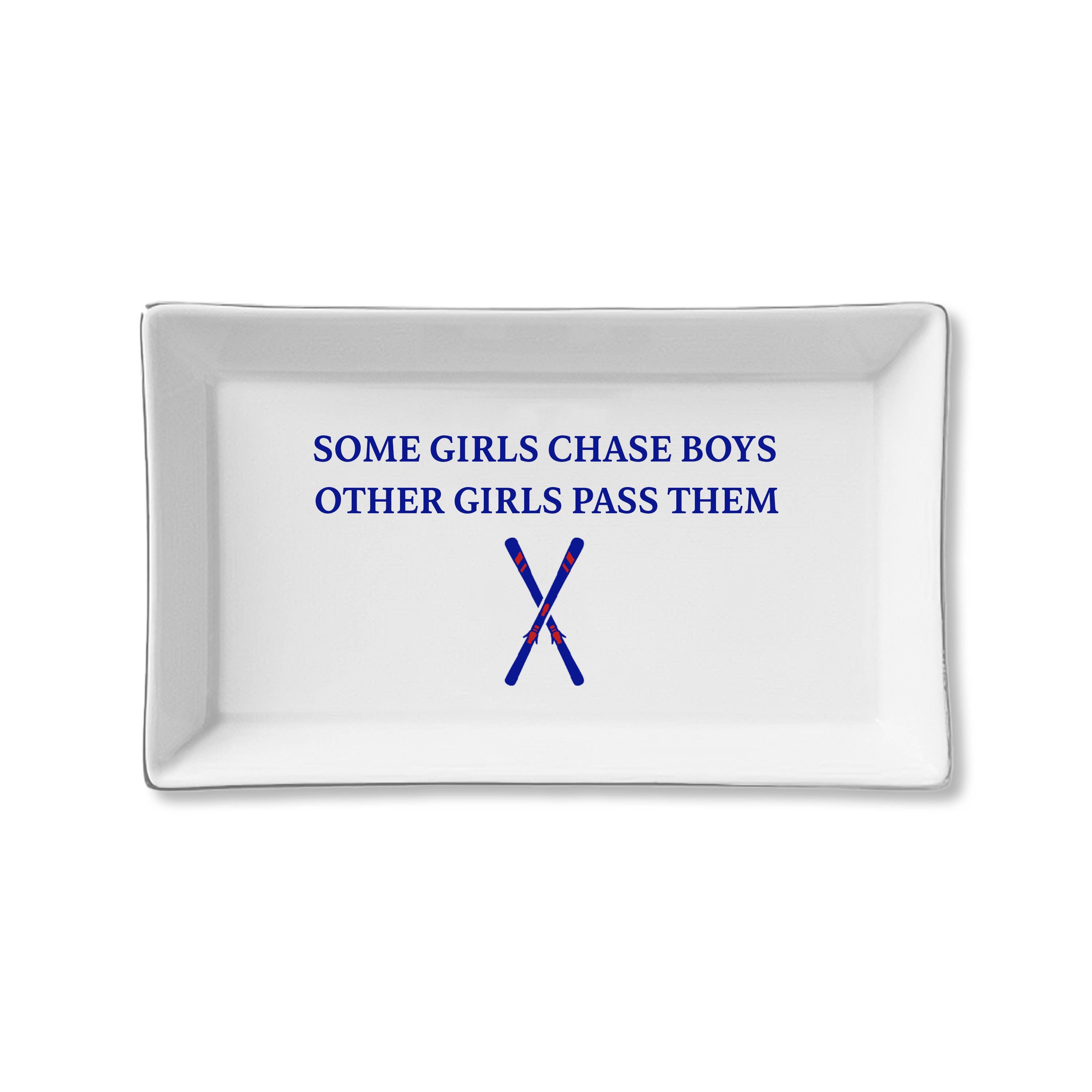 Skier Girls Chase...Ceramic Tray