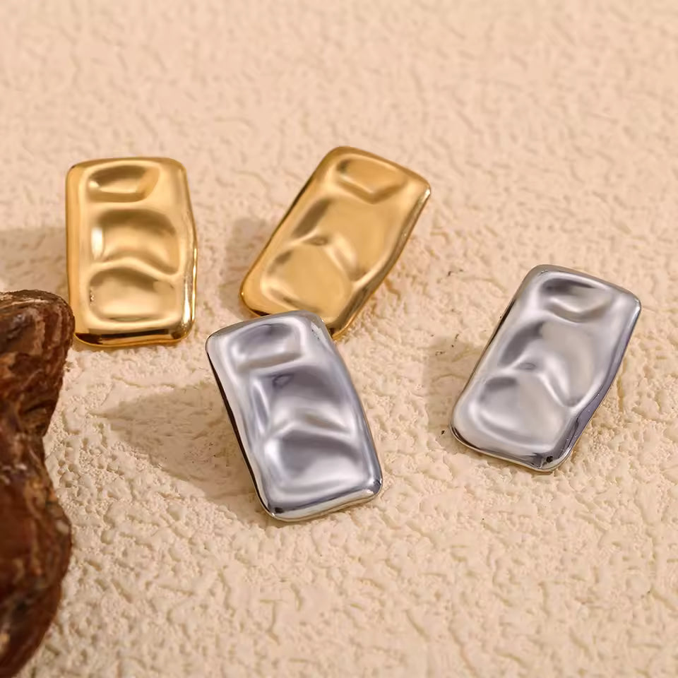 Hammered Rectangular Earrings