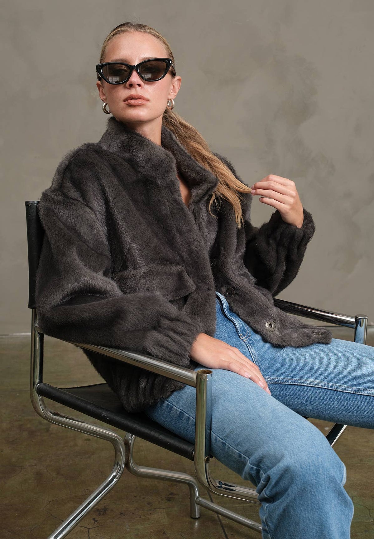 Faux Fur Button Jacket