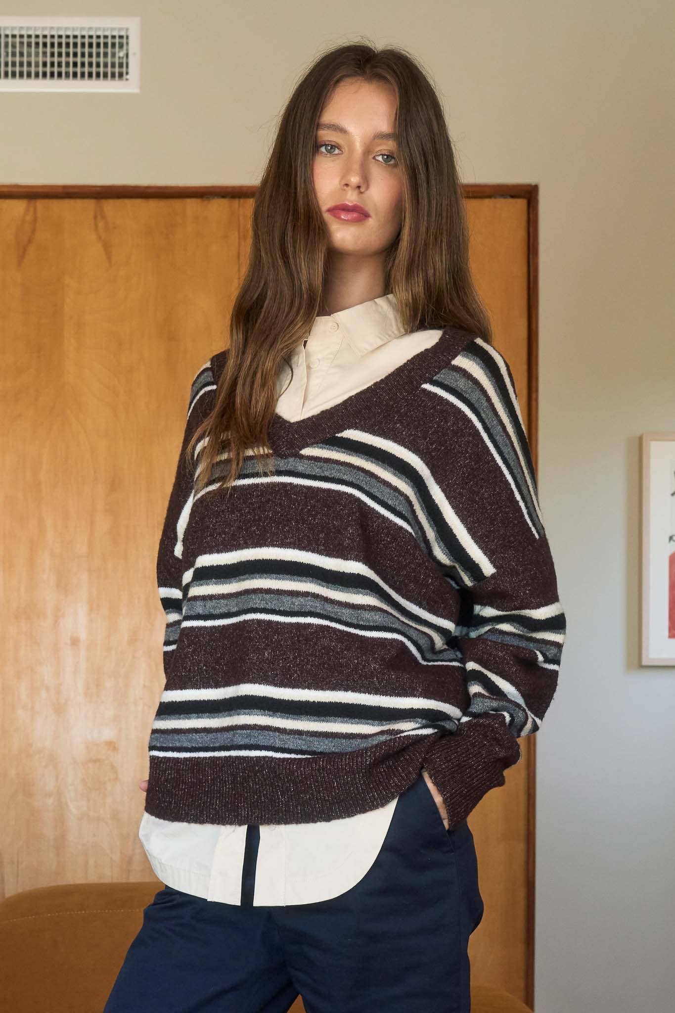 Stripe V-Neck Sweater