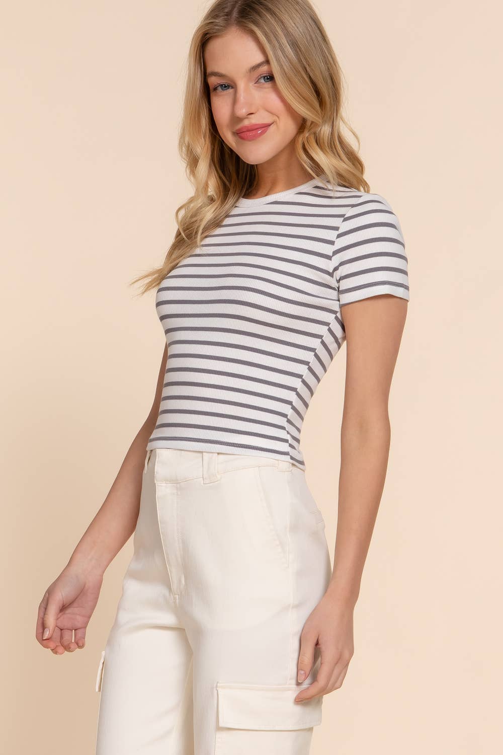 Stripe Cotton Rib Tee