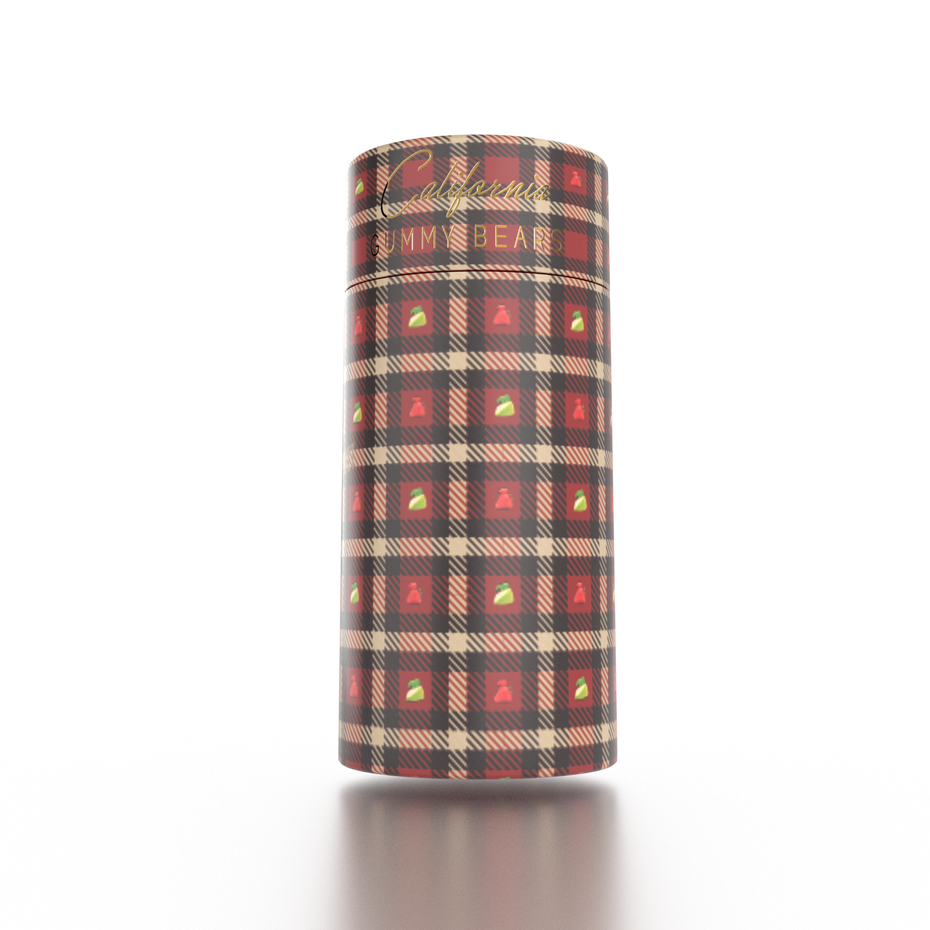 California Gummy Bear Strawberry & Apple Holiday Plaid Canister