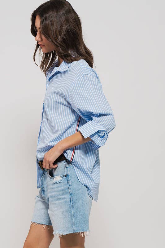 Side Stripe Detail Button Down