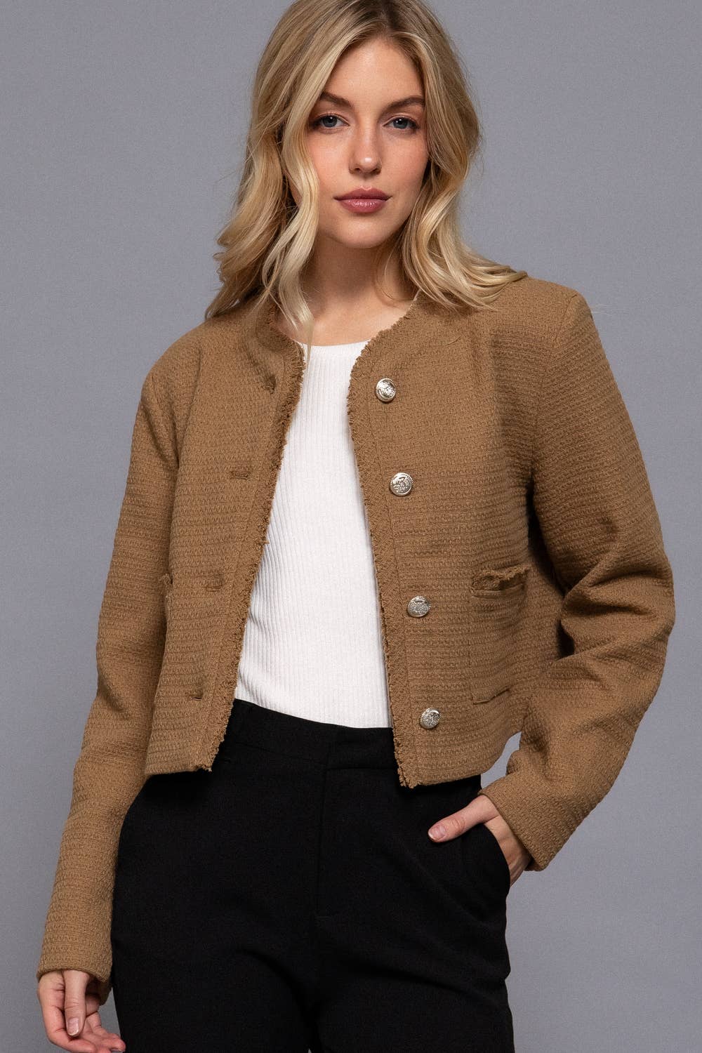 Button Down Tweed Jacket