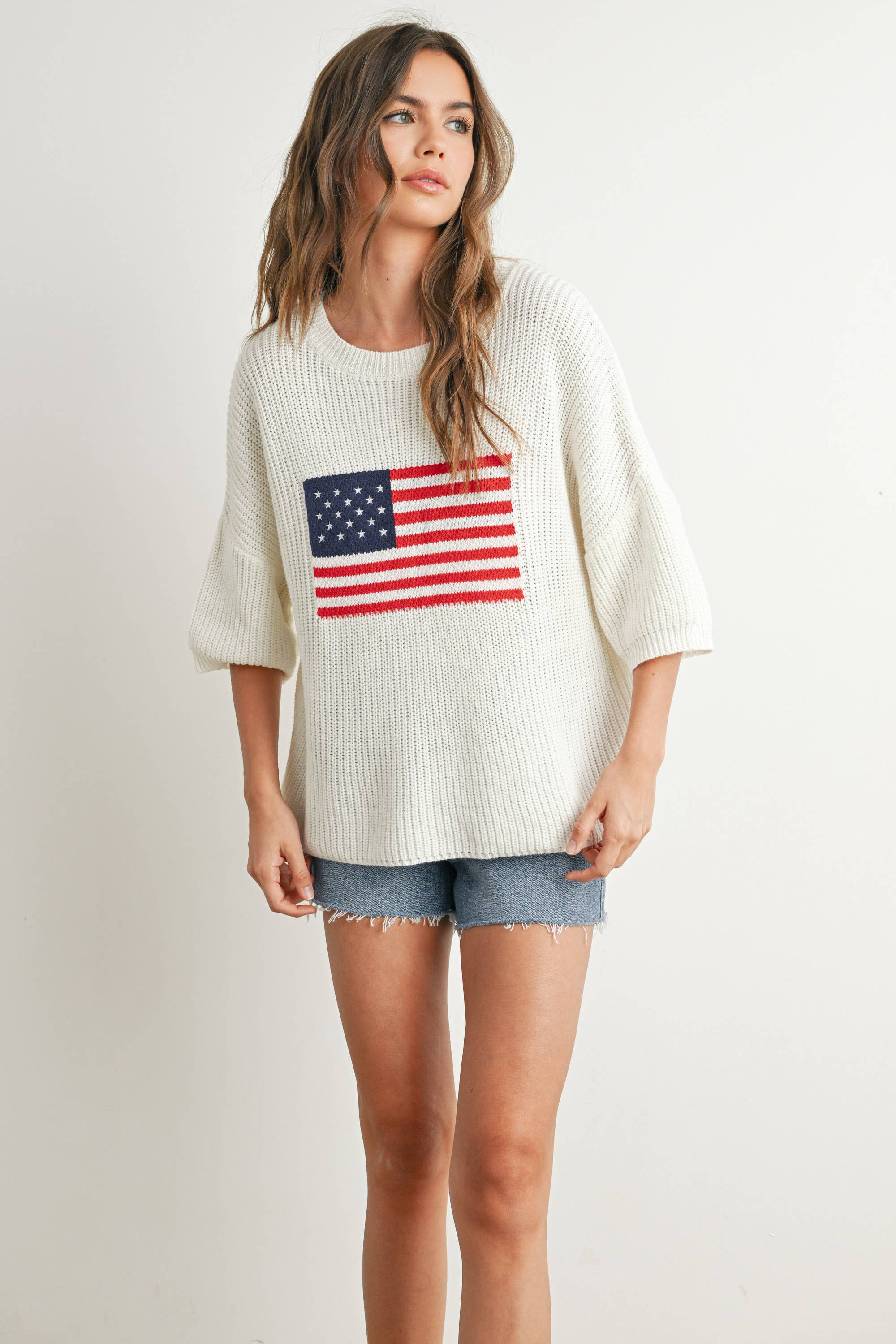 Flag Print Knit Sweater