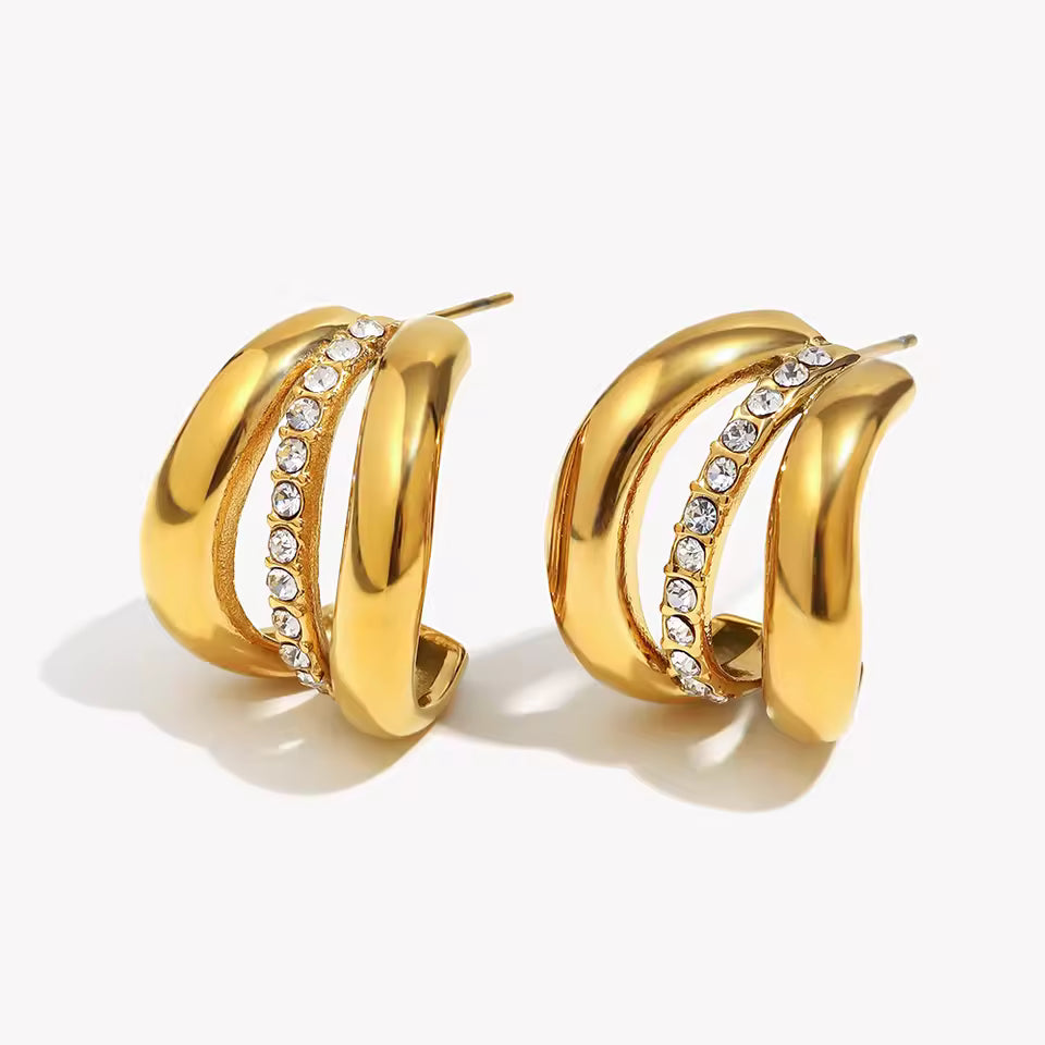 Crystal-Accented Double Hoop Earrings