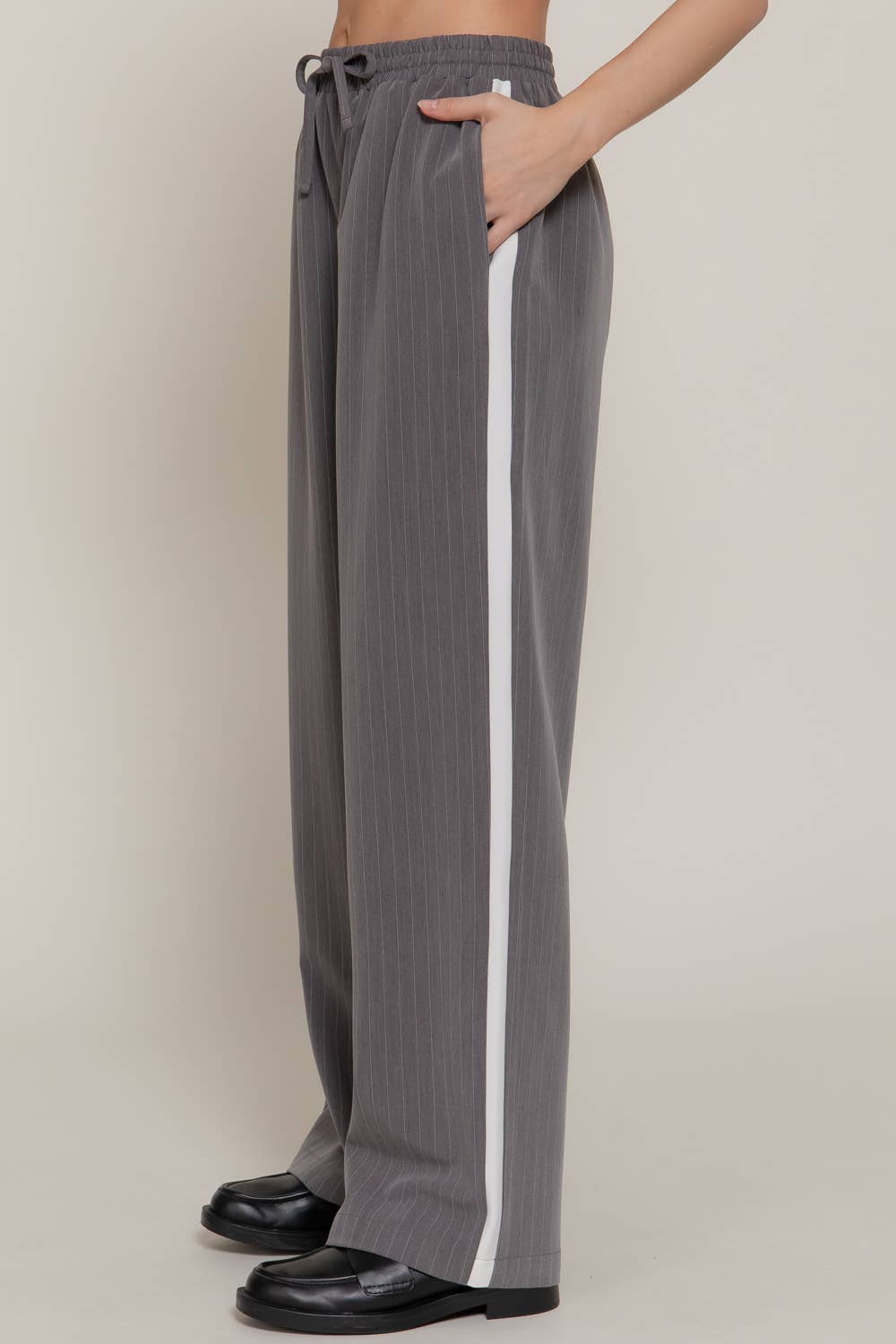 Side Stripe Detail Pinstripe Pants