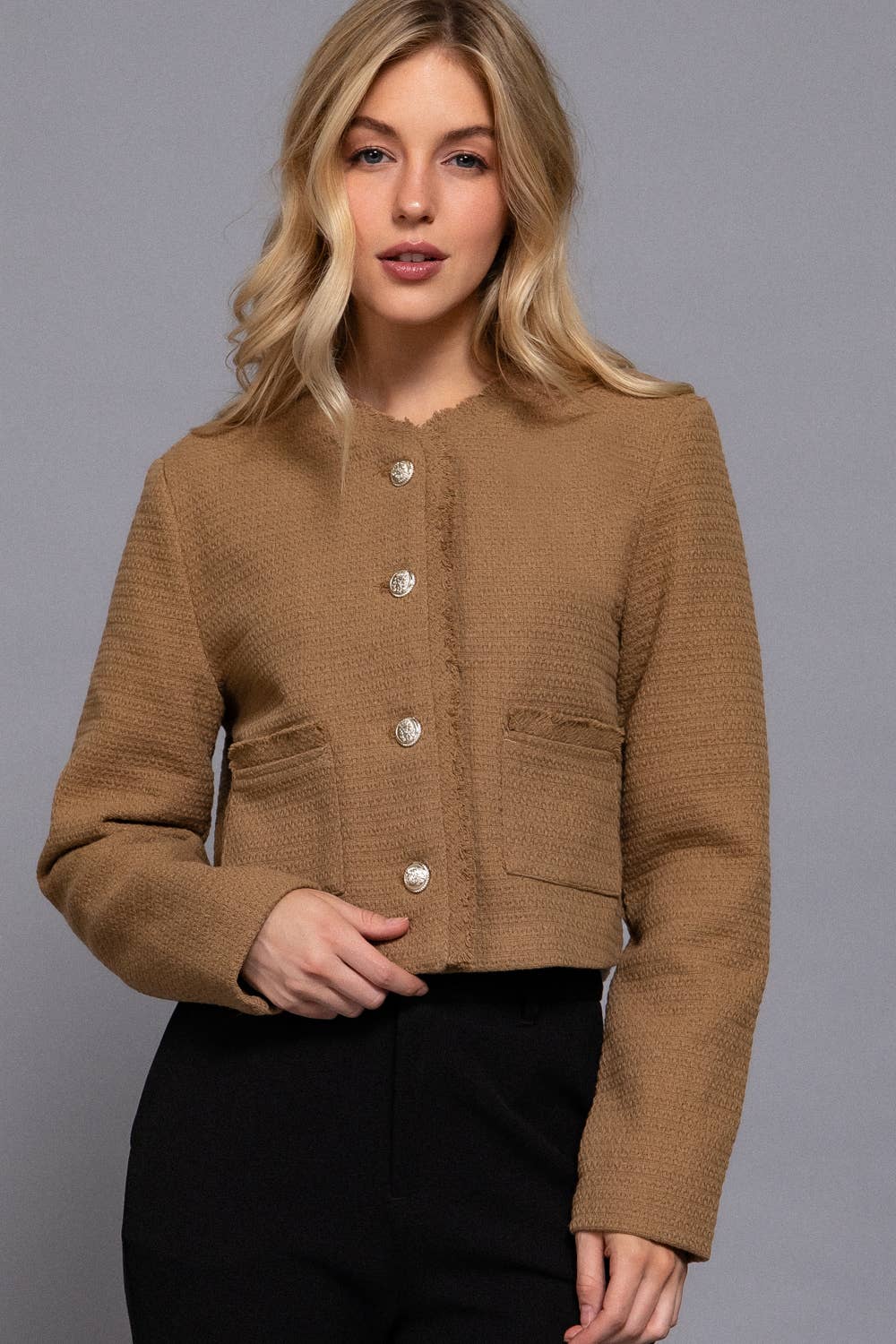 Button Down Tweed Jacket