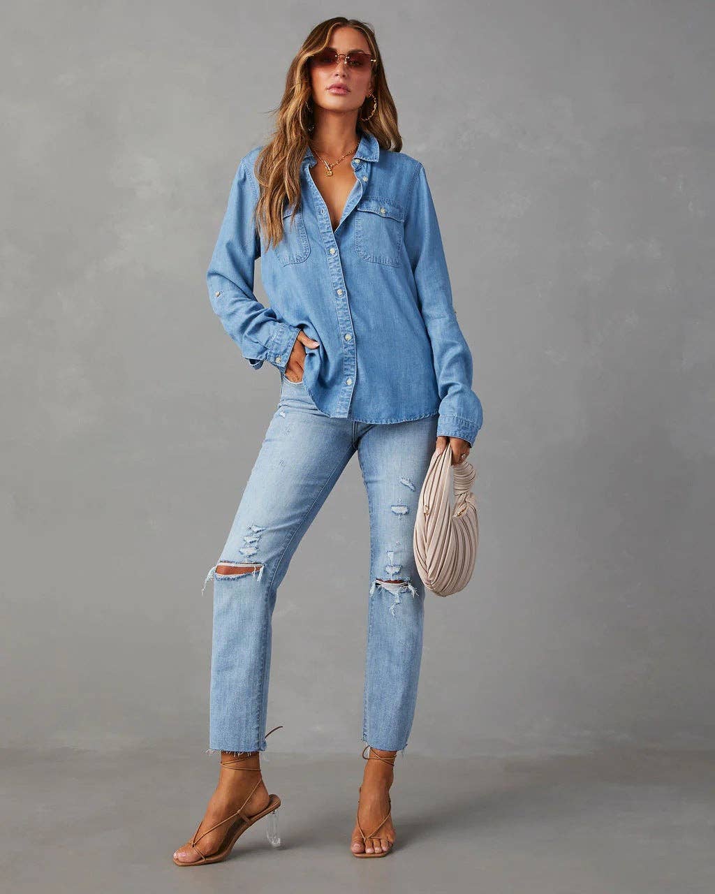 Denim Long Sleeve Button Down