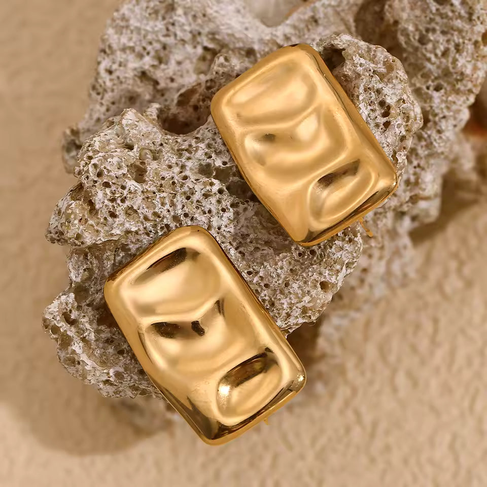 Hammered Rectangular Earrings