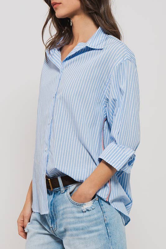 Side Stripe Detail Button Down