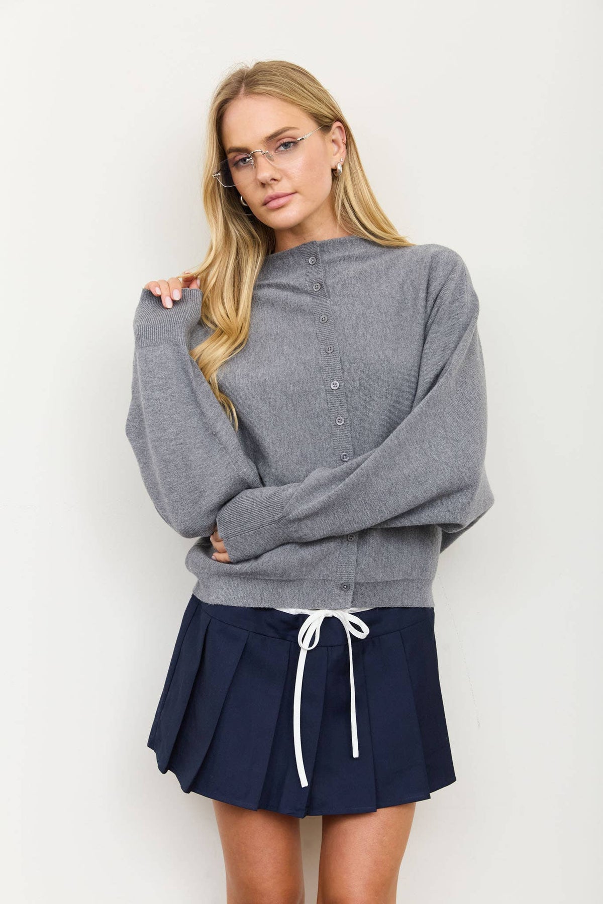 Boat Neck Button Cardigan