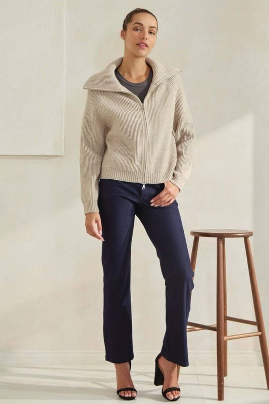 Funnel Neck Zip Cardigan