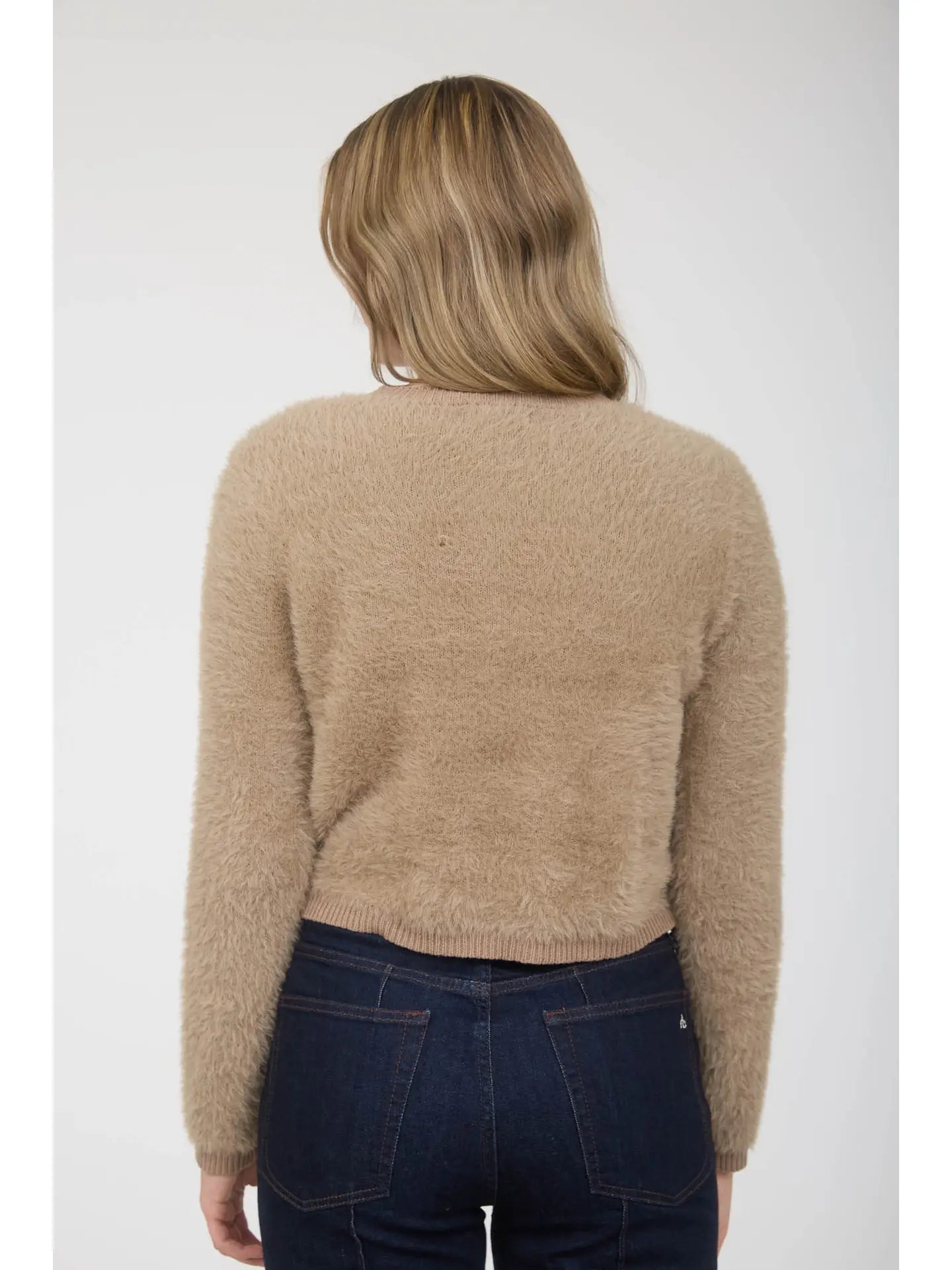 Gold Button Fuzzy Cardigan