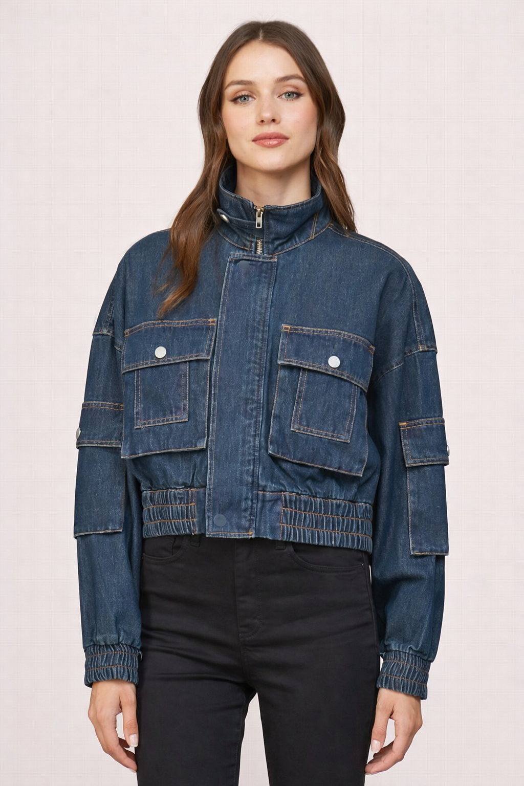 Cropped Pocket Detail Jean Jacket