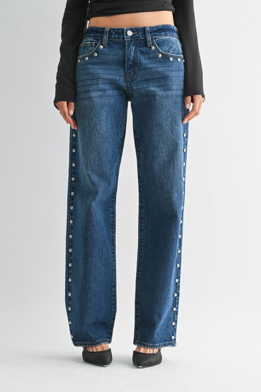 JBD Low Rise Studded Baggy Jean