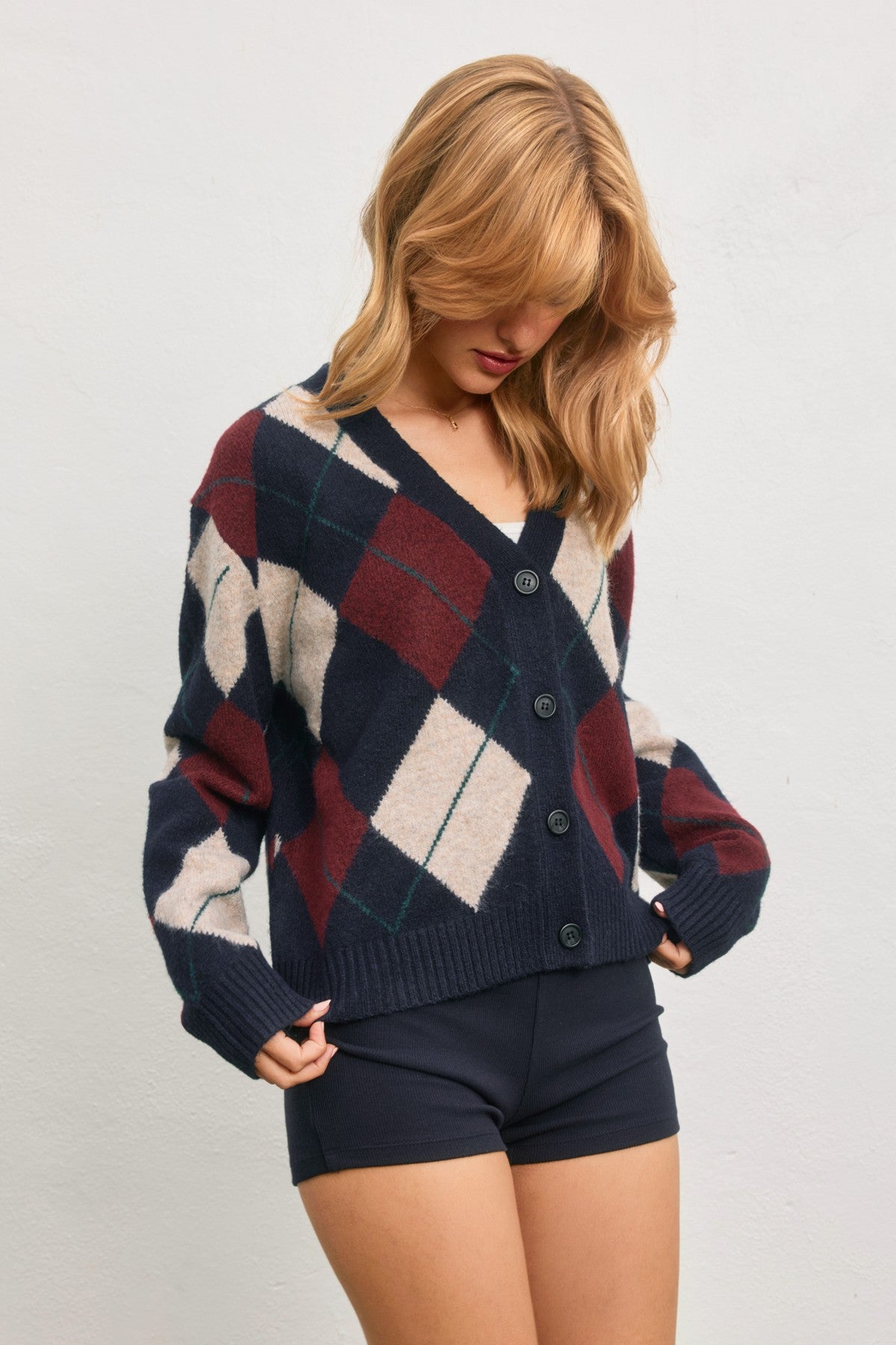 Argyle Button-Up Sweater