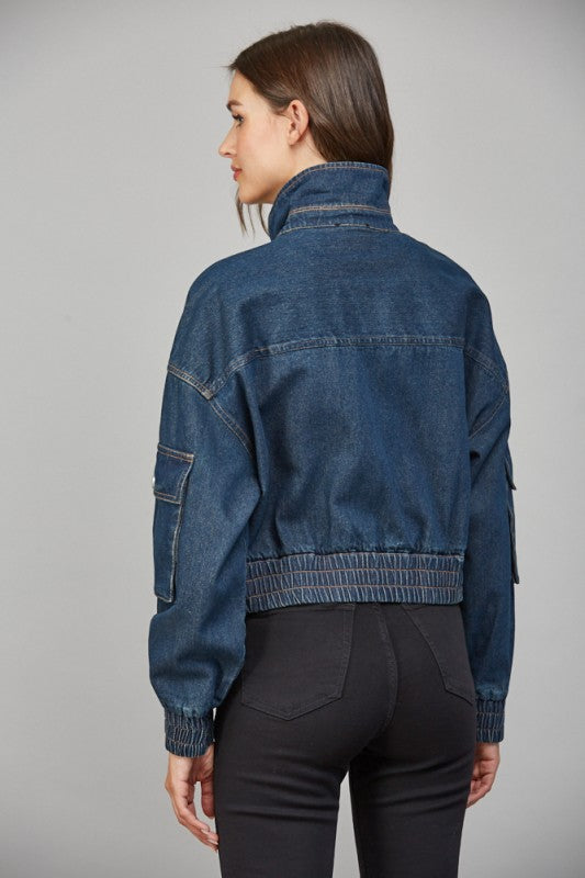 Cropped Pocket Detail Jean Jacket