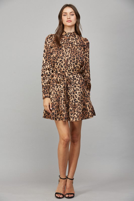 Leopard Print Tiered Mini Dress