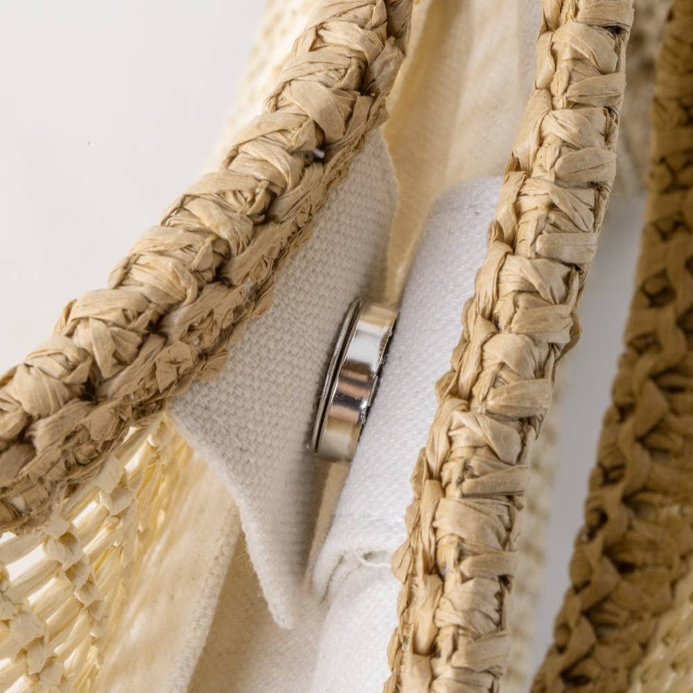 Two Tone Woven Straw Tote